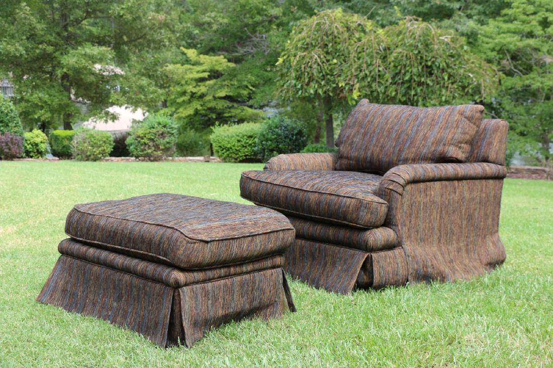 TOMLINSON CUSTOM UPHOLSTERED CLUB CHAIR & OTTOMAN (1 of 10)