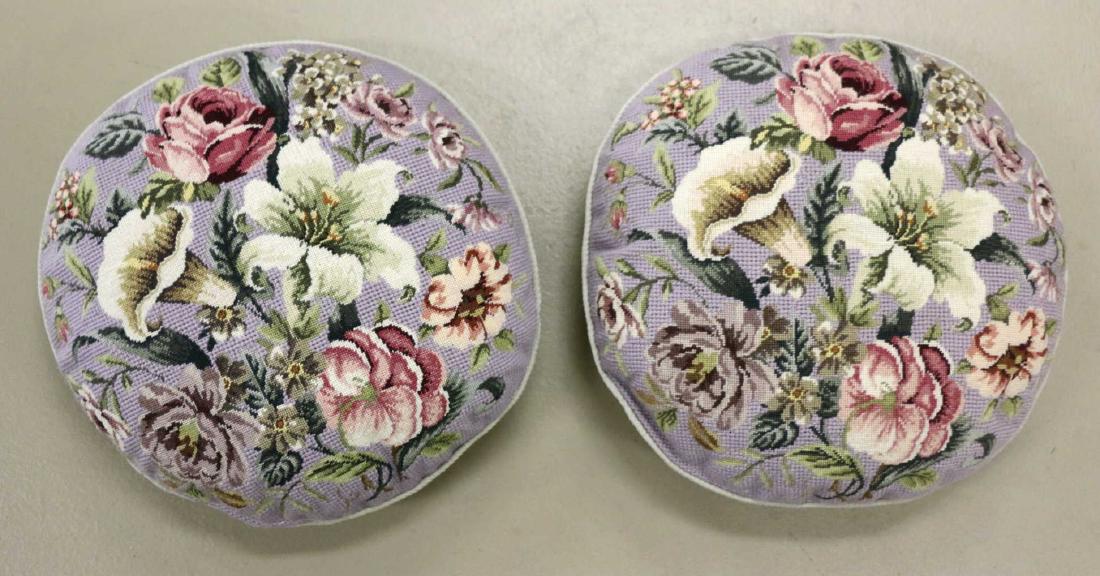 CUSTOM UPHOLSTERED NEEDLEPOINT FLORAL PILLOWS (1 of 4)