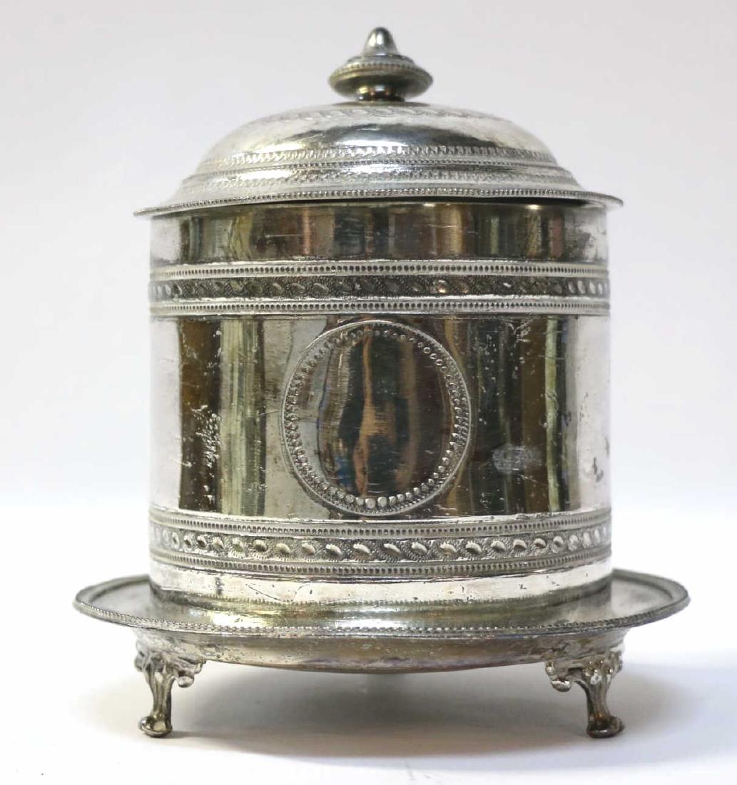 ENGLISH ANTIQUE HALLMARKED SILVER BISCUIT BOX (1 of 9)
