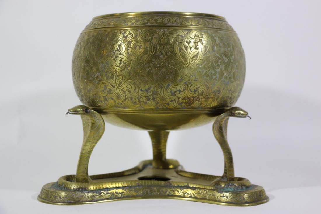 INDIAN BRASS BOWL ON COBRA TRIPOD BASE (1 of 11)