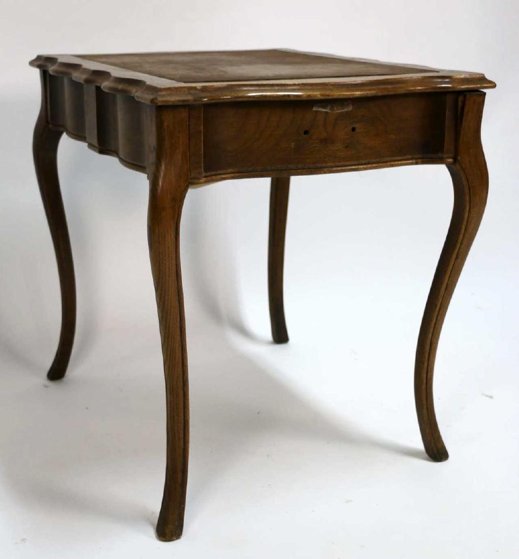 FRENCH OAK VINTAGE TOLLED LEATHER TOP SIDE TABLE (1 of 3)