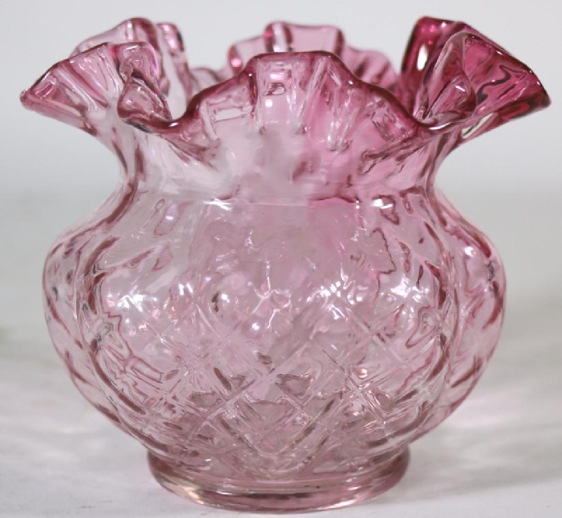 CRANBERRY RUFFLED ARTGLASS ROSEBOWL: CRANBERRY RUFFLED ARTGLASS ROSEBOWL 5 X 7"