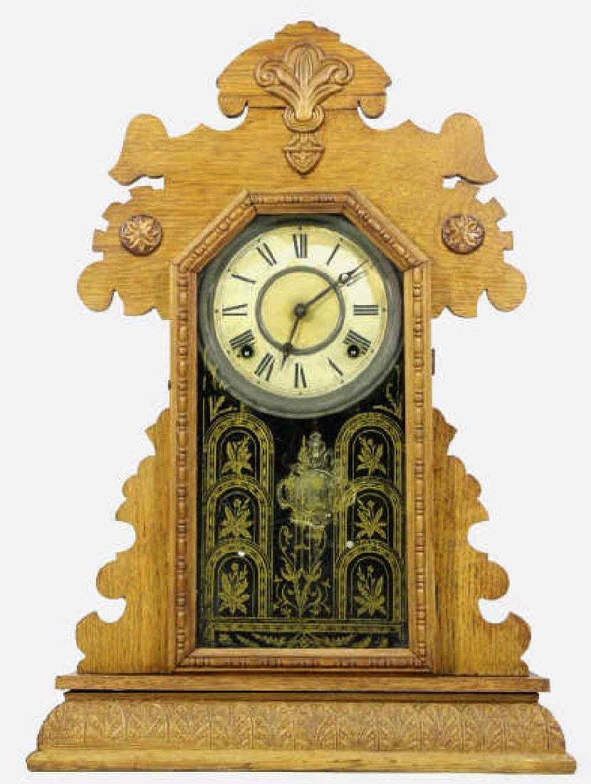 AMERCIAN ANTIQUE OAK KITCHEN CLOCK (1 of 4)