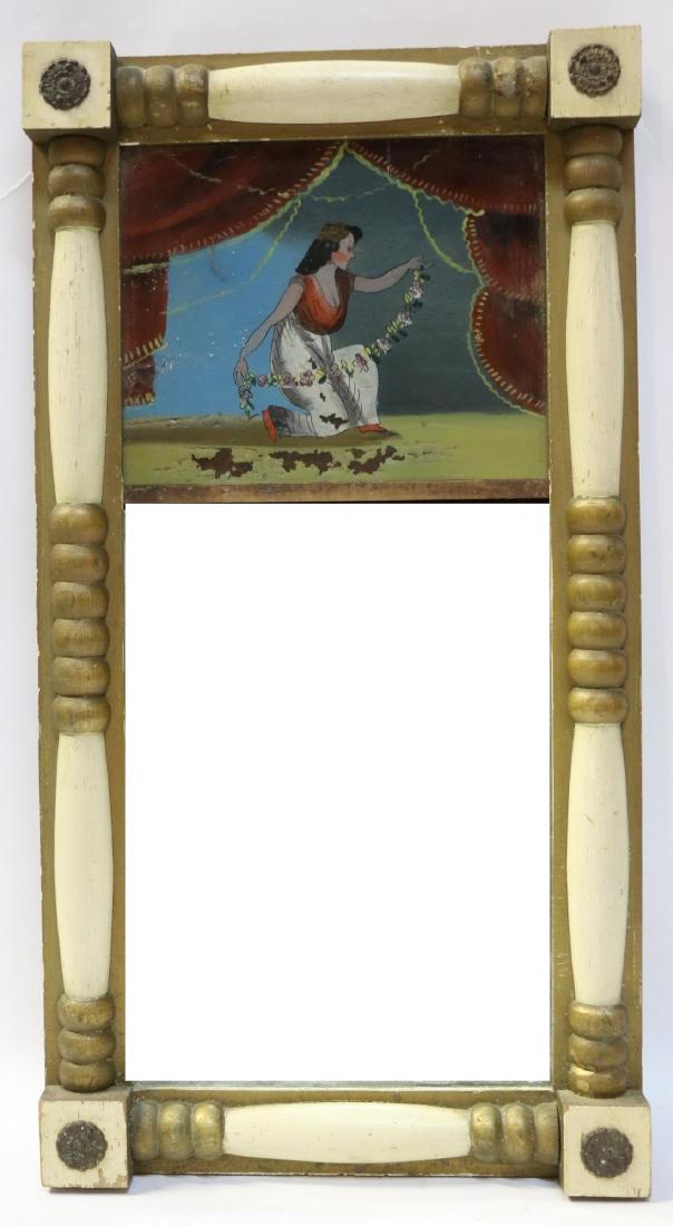 AMERICAN ANTIQUE FEDERAL REVERSE PAINTED MIRROR (1 of 5)
