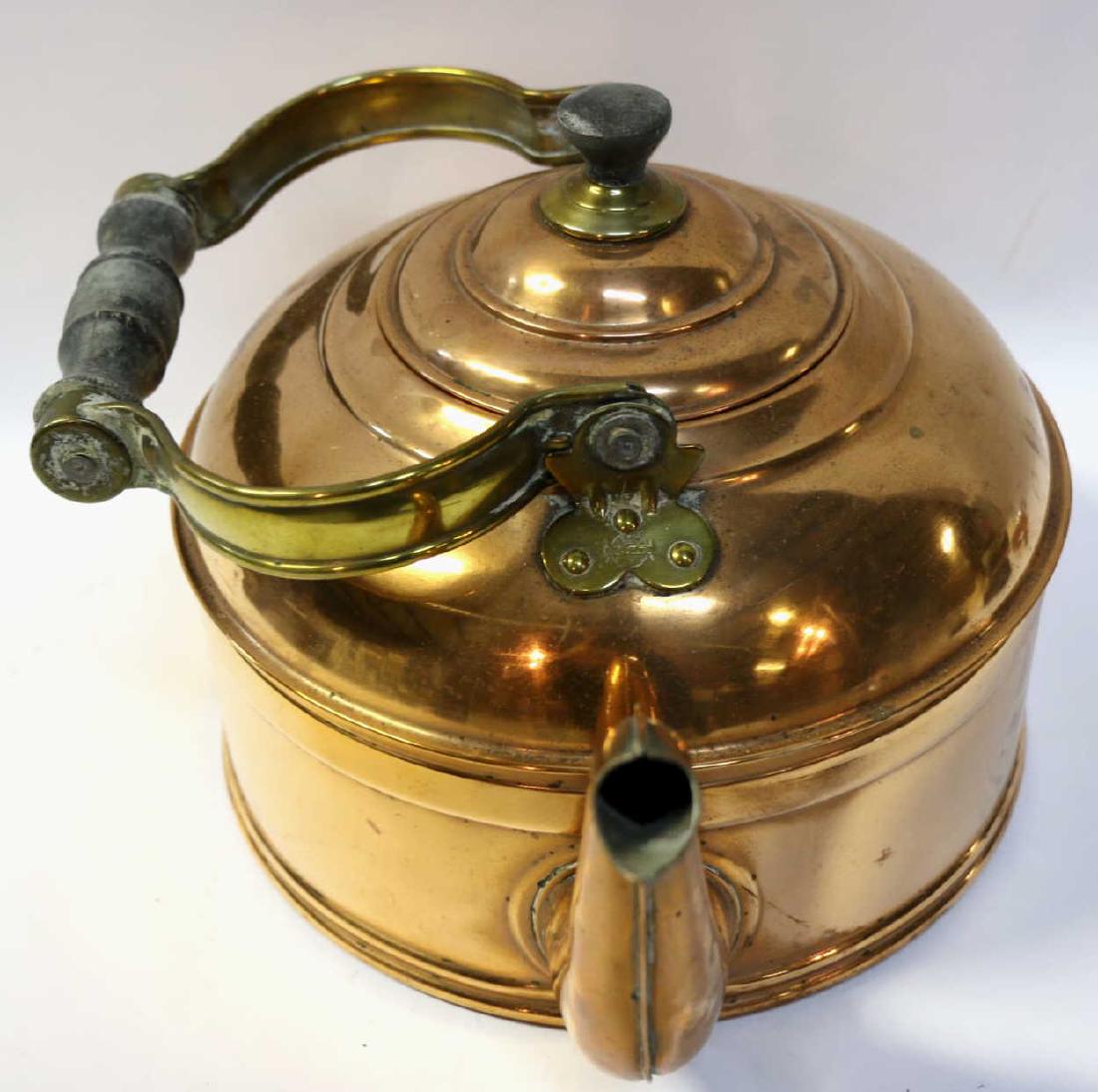 LARGE ENGLISH ANTIQUE COPPER & BRASS KETTLE