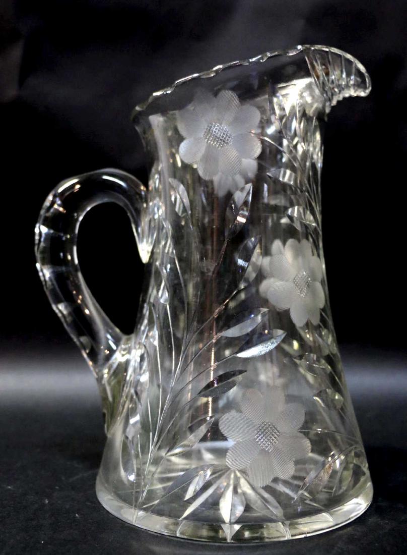 AMERCIAN CUT GLASS LARGE ANTIQUE WATER PITCHER