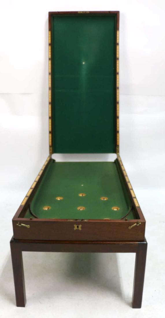 ENGLISH ANTIQUE MAHOGANY BAGATELL GAME TABLE: ENGLISH ANTIQUE MAHOGANY BAGATELL GAME TABLE 19 X 44 X 22
