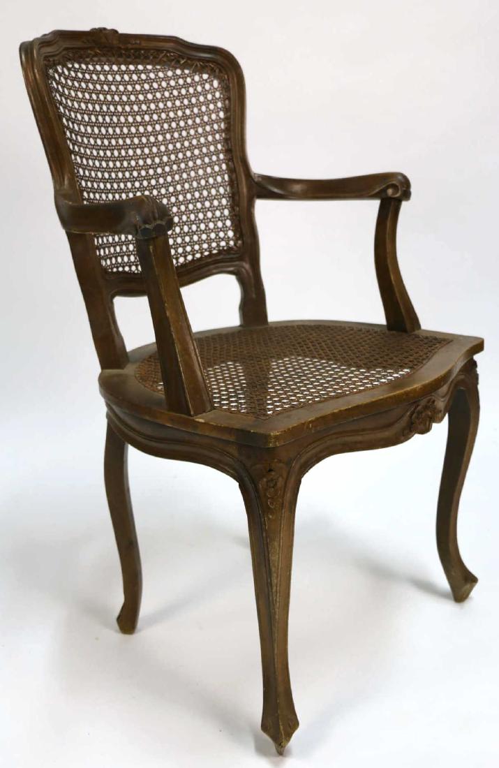 FRENCH CANED FAUTEUIL HAND CARVED ARMCHAIR: FRENCH CANED FAUTEUIL HAND CARVED ARMCHAIR