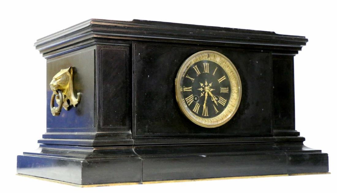 FRENCH ANTIQUE MARBLE PLYNTH CLOCK 17": FRENCH ANTIQUE MARBLE PLYNTH CLOCK 17"