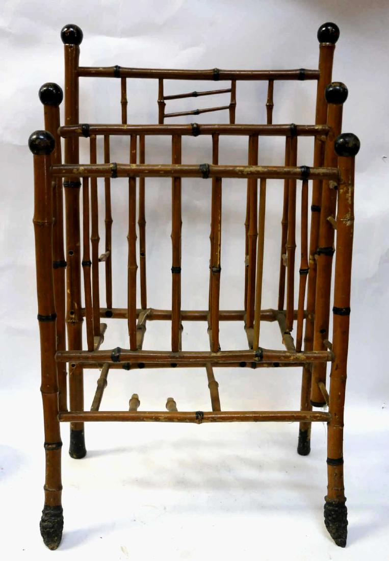 ENGLISH ANTIQUE BAMBOO CANTERBURY RACK: ENGLISH ANTIQUE BAMBOO CANTERBURY RACK