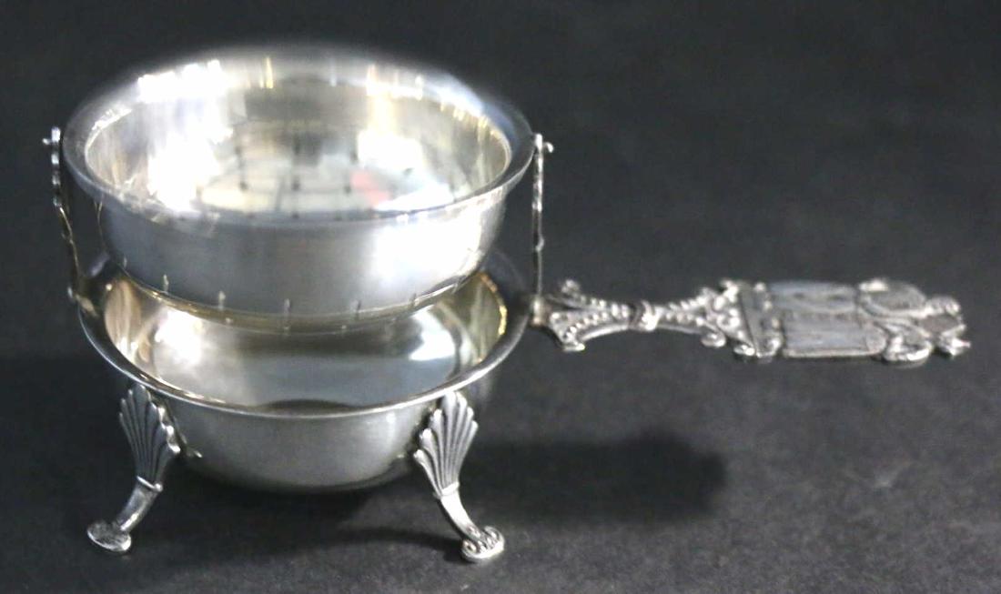ENGLISH ANTIQUE STERLING TEA / WINE STRAINER: ENGLISH ANTIQUE STERLING TEA / WINE STRAINER