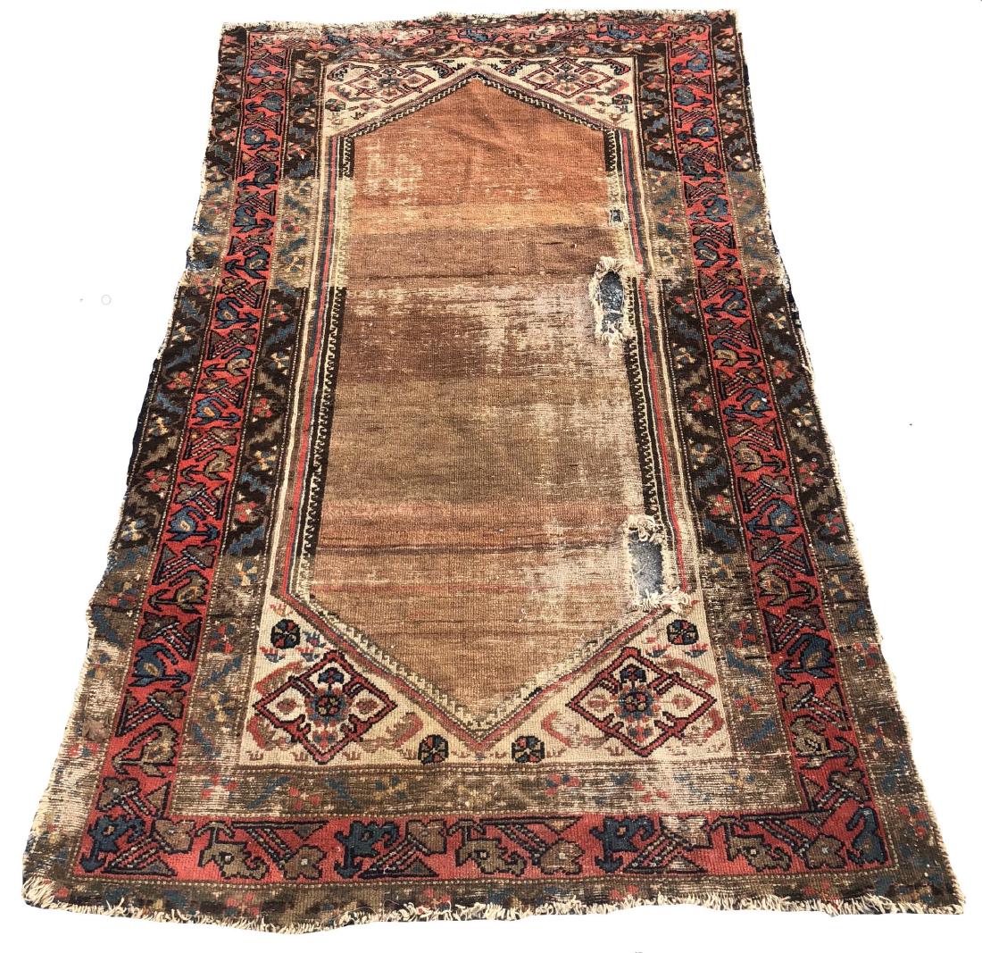 ANTIQUE HAND WOVEN PERSIAN PRAYER RUG: ANTIQUE HAND WOVEN PERSIAN PRAYER RUG