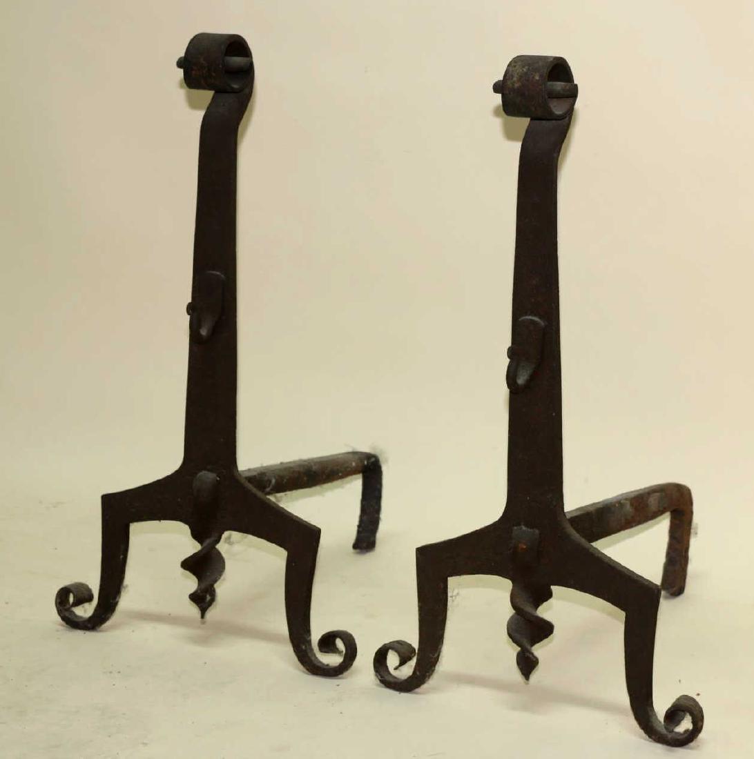 ANTIQUE WROUGHT IRON WORK ANDIRONS: ANTIQUE WROUGHT IRON WORK ANDIRONS