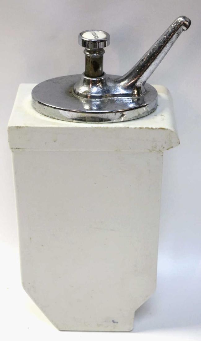 PORCELAIN ANTIQUE CHOCOLATE SYRUP BAR DISPENCER: PORCELAIN ANTIQUE ROOT BEER SYRUP BAR DISPENCER