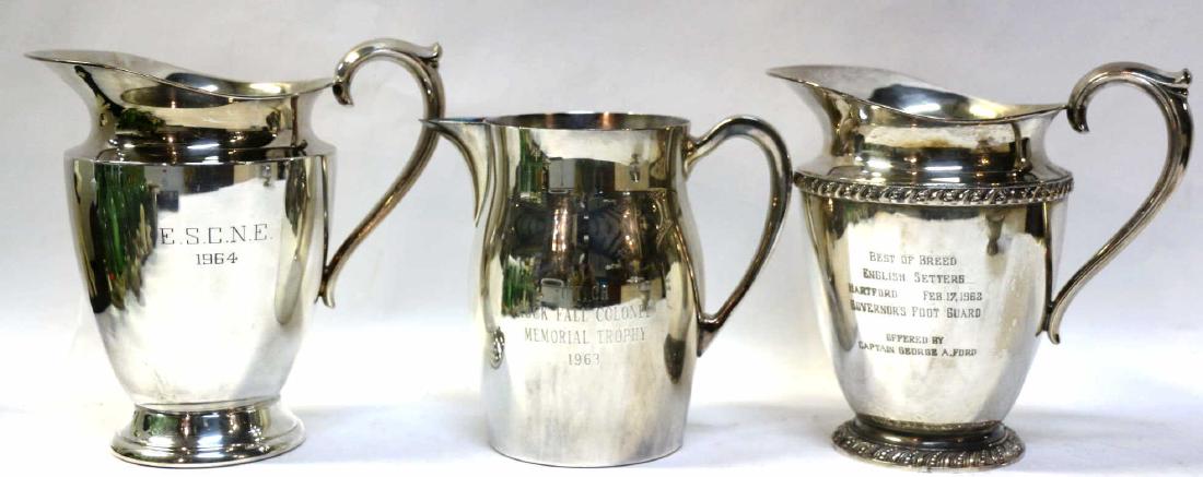 TROPHY WATER PITCHER SILVER PLATE GROUPING: TROPHY WATER PITCHER SILVER PLATE GROUPING