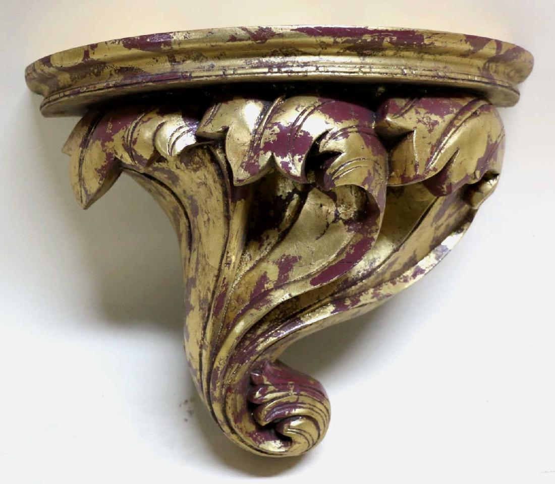 GILDED HAND CARVED WALL BRACKET SHELF: GILDED HAND CARVED WALL BRACKET SHELF