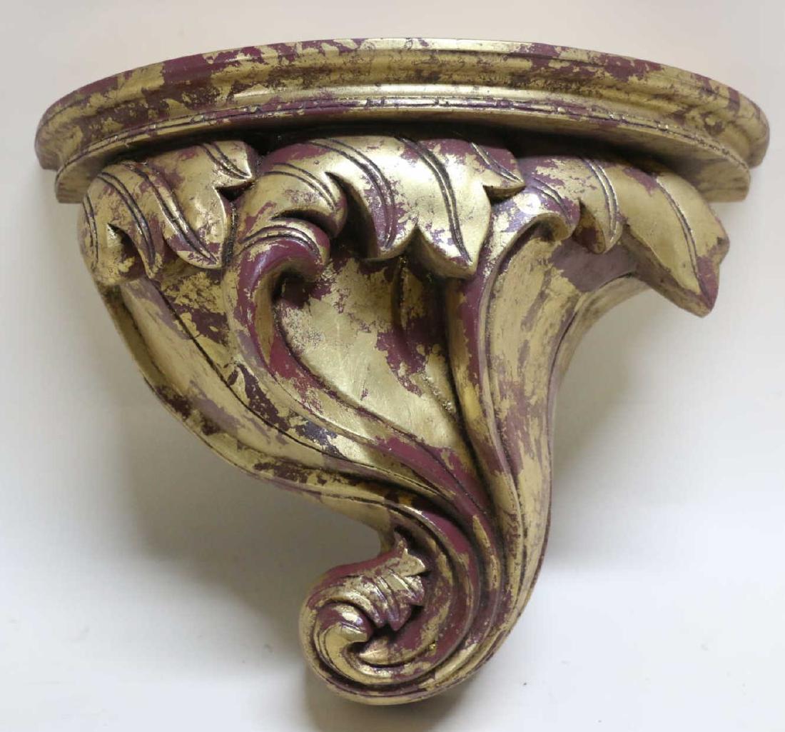 GILDED HAND CARVED WALL BRACKET SHELF: GILDED HAND CARVED WALL BRACKET SHELF