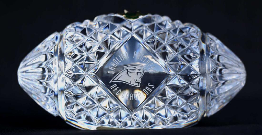 WATERFORD "CAROLINA PANTHER" FOOTBALL PAPERWEIGHT: WATERFORD "CAROLINA PANTHER" FOOTBALL PAPERWEIGHT