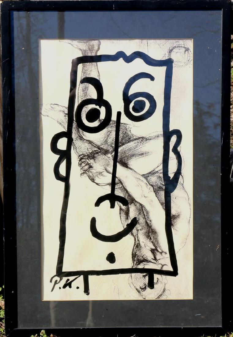 PETER ROBERT KEIL (GERMAN 1942-) GIANT MODERN WORK: PETER ROBERT KEIL (GERMAN 1942-) FINE FRAMED MODERN WORK ENTITLED "AMAJE TO MICHELANGELO" 35 x 23.5 27 x 15.5