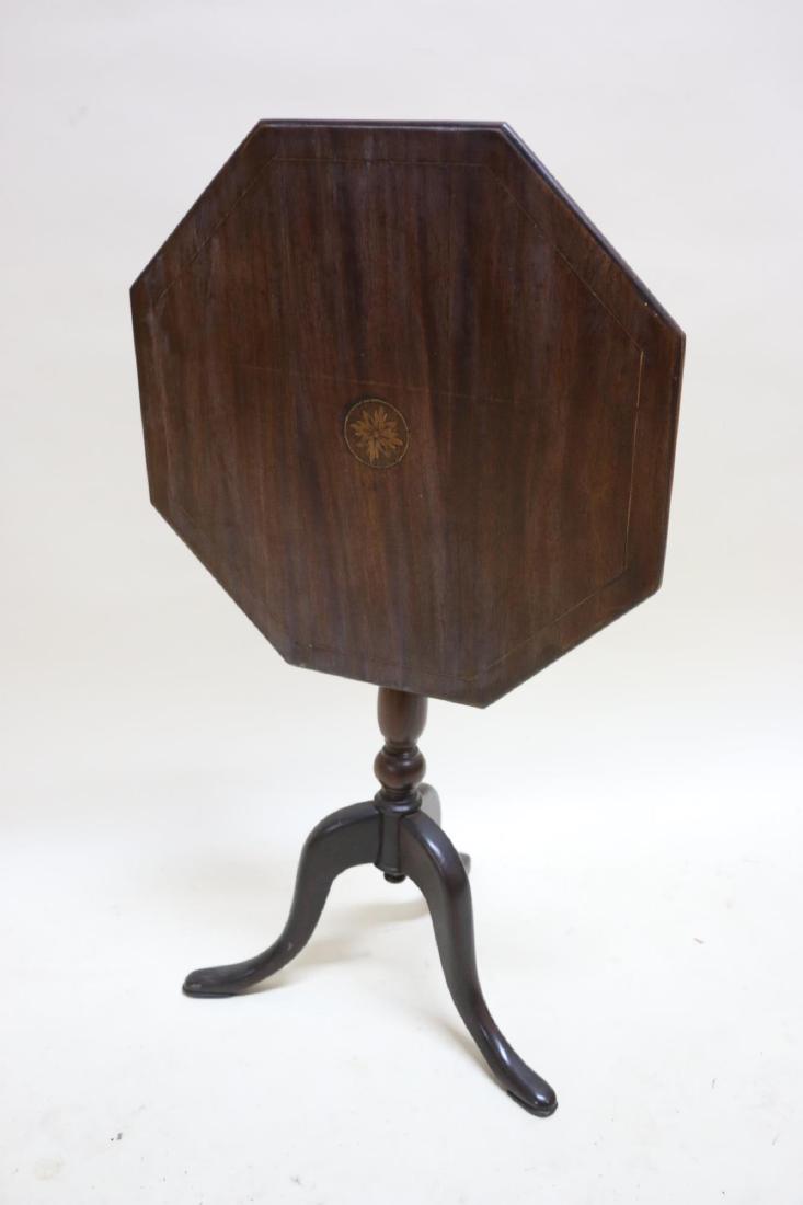 ENGLISH ANTIQUE MAHOGANY INLAID TILT TOP TABLE: ENGLISH ANTIQUE MAHOGANY INLAID TILT TOP TABLE
