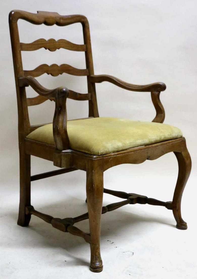 FRENCH WALNUT ANTIQUE HAND PEGGED  ARMCHAIR (1 of 6)