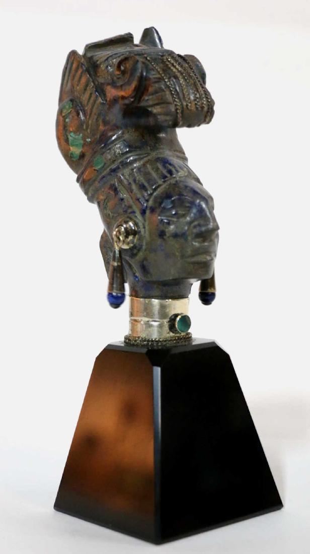 AFRICAN HAND CARVED MALACHITE / STERLING BUST (1 of 8)