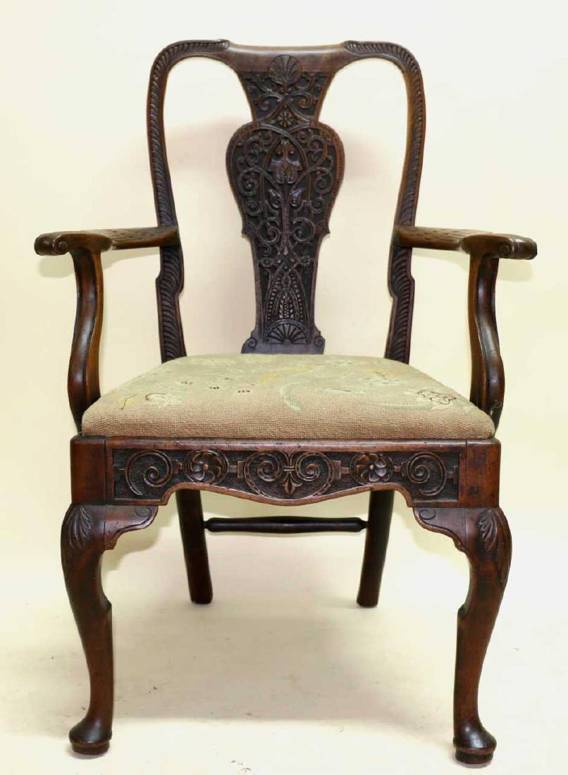 FINE ANTIQUE NEEDLEPOINT HAND CARVED ARMCHAIR (1 of 12)