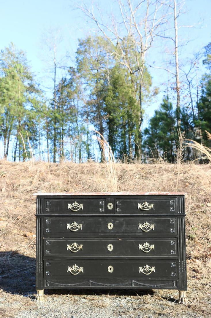 FRENCH ANTIQUE EBONIZED MARBLE TOP COMMODE (1 of 10)