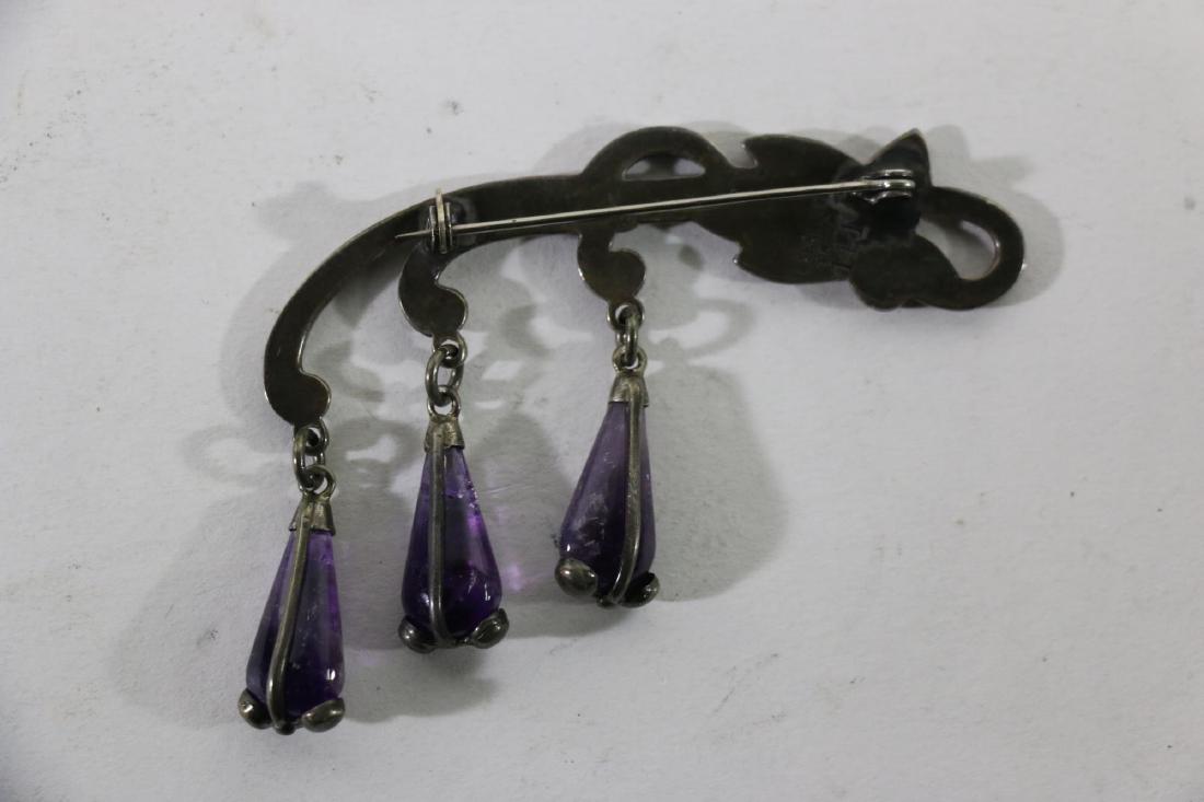 VINTAGE SIGNED TAXCO STERLING BROOCH WITH AMETHYST (1 of 11)