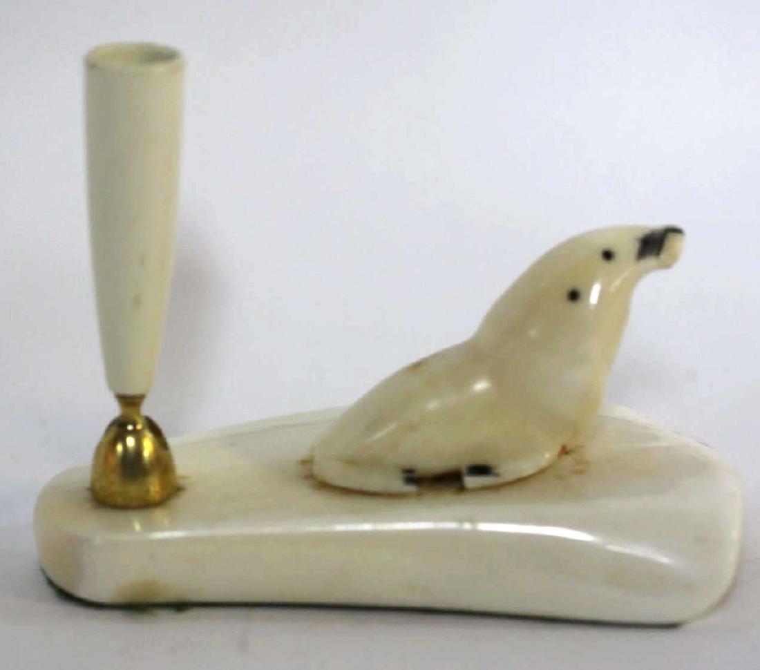 INUIT HAND CARVED PEN HOLDER: INUIT HAND CARVED PEN HOLDER
