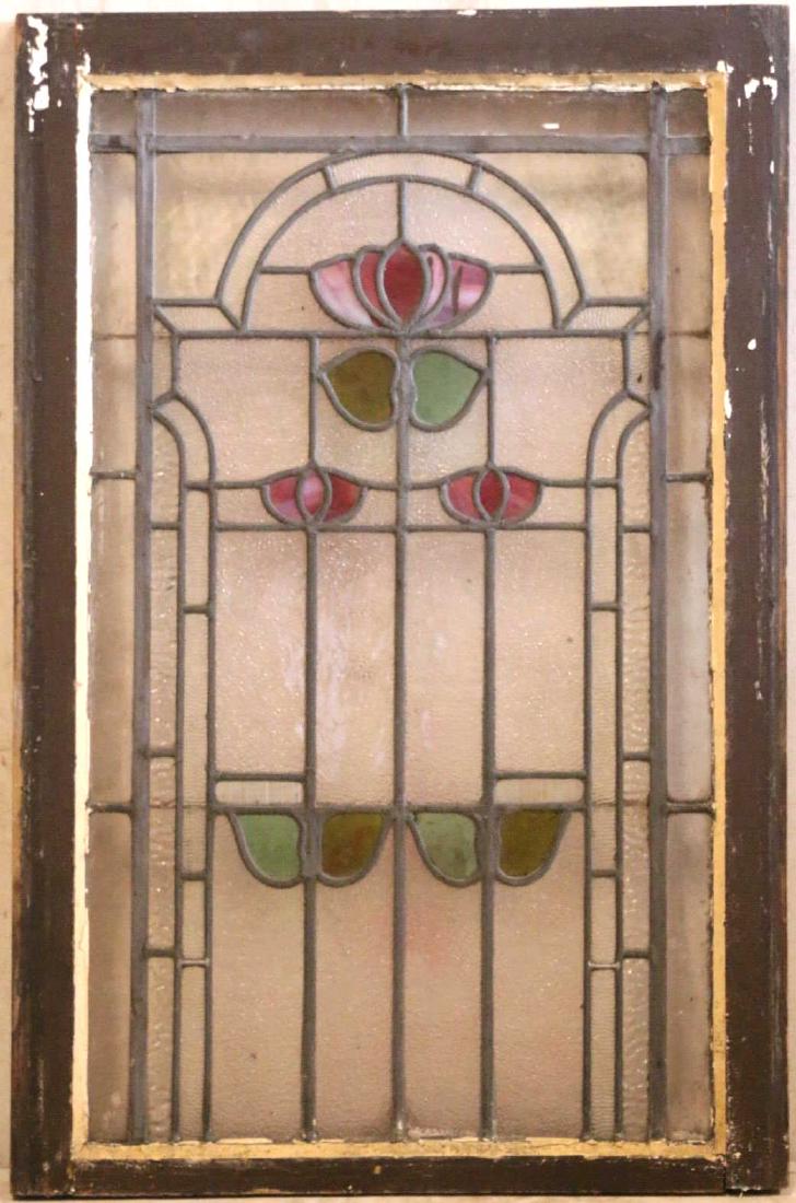 ENGLISH ANTIQUE 33" VERTICAL STAINED GLASS PANEL: ENGLISH ANTIQUE 33" VERTICAL STAINED GLASS PANEL