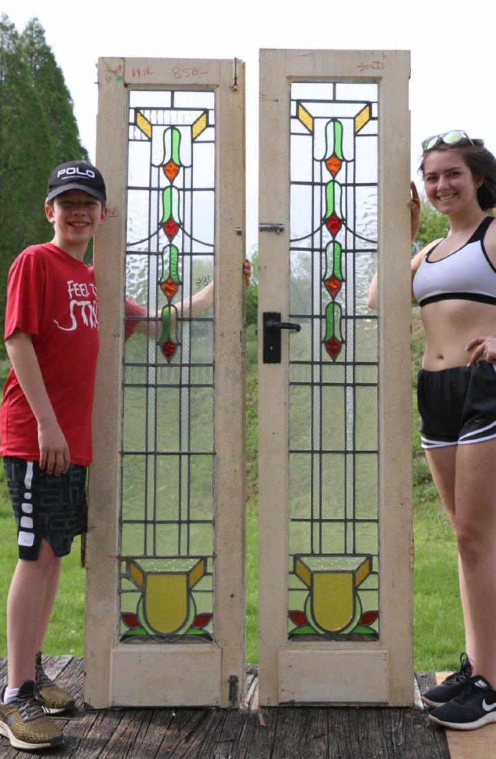 ENGLISH ANTIQUE STAINED GLASS FRENCH DOORS: ENGLISH ANTIQUE STAINED GLASS FRENCH DOORS