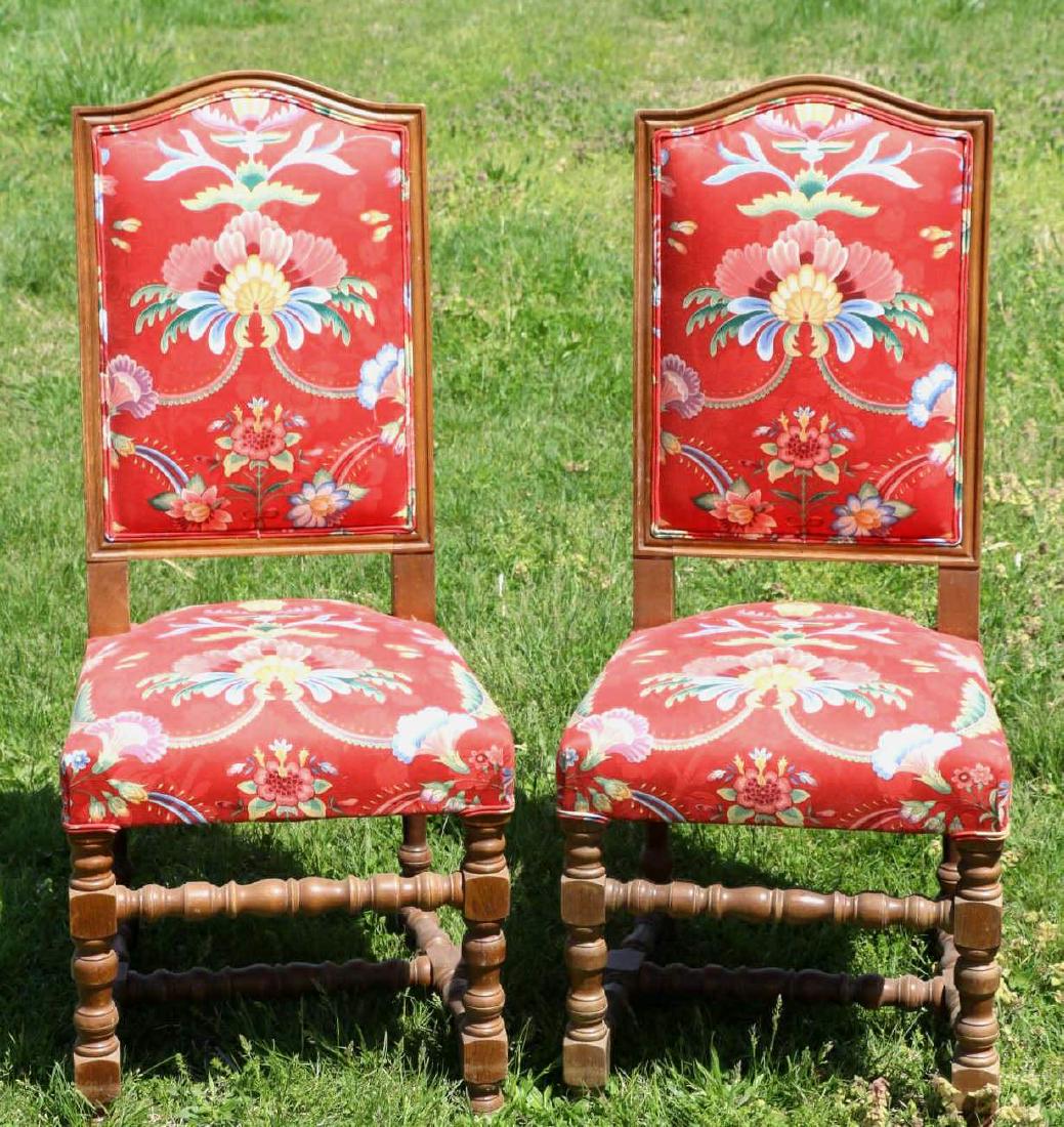 ENGLISH ANTIQUE JACOBEAN UPOLSTERED SIDE CHAIRS: ENGLISH ANTIQUE JACOBEAN UPOLSTERED SIDE CHAIRS