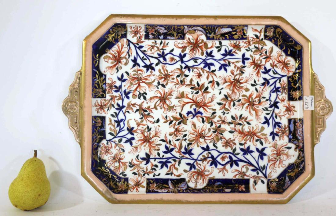 ENGLISH ANTIQUE IRONSTONE PLATTER C 1890: ENGLISH IRONSTONE ANTIQUE PLATTER MARKED E.L.W. 1890