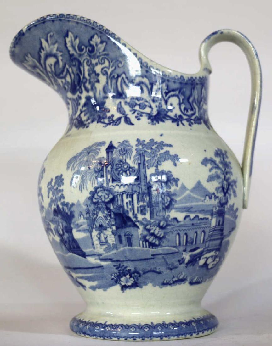 ANTIQUE MASON'S IRONSTONE BLUE & WHITE PITCHER: ANTIQUE MASON'S IRONSTONE BLUE & WHITE PITCHER