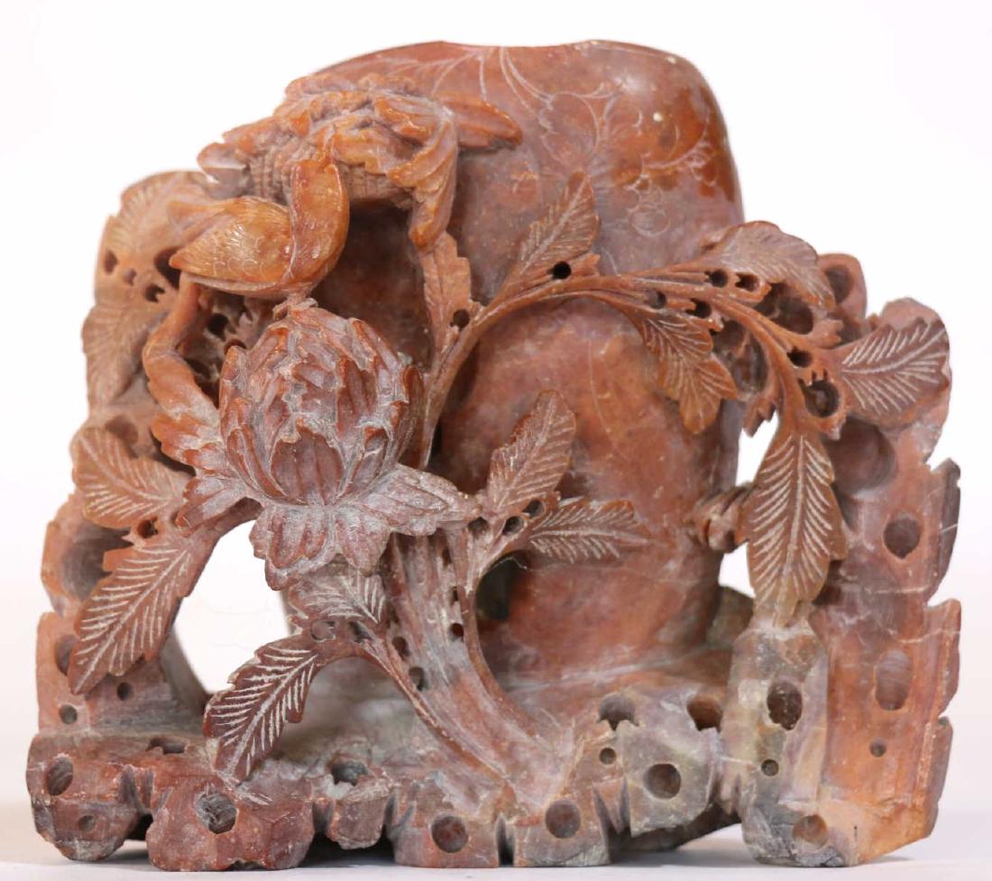 CHINESE HAND CARVED SOAPSTONE LANDSCAPE: CHINESE HAND CARVED SOAPSTONE LANDSCAPE
