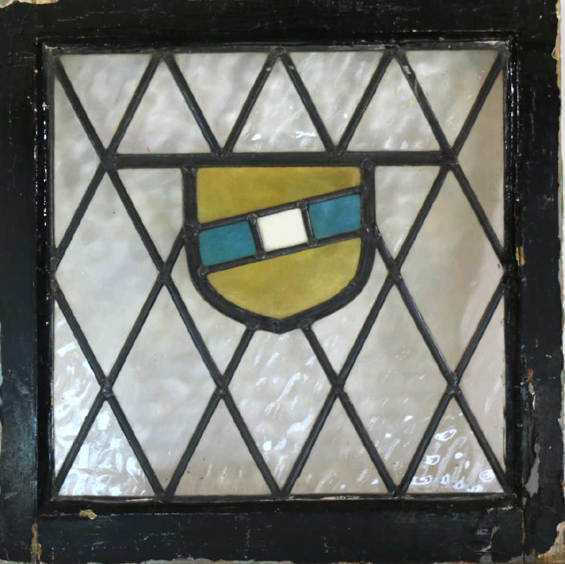 ENGLISH ANTIQUE 21" SQUARE STAINED GLASS PANEL SET: ENGLISH ANTIQUE 21" SQUARE STAINED GLASS PANEL SET