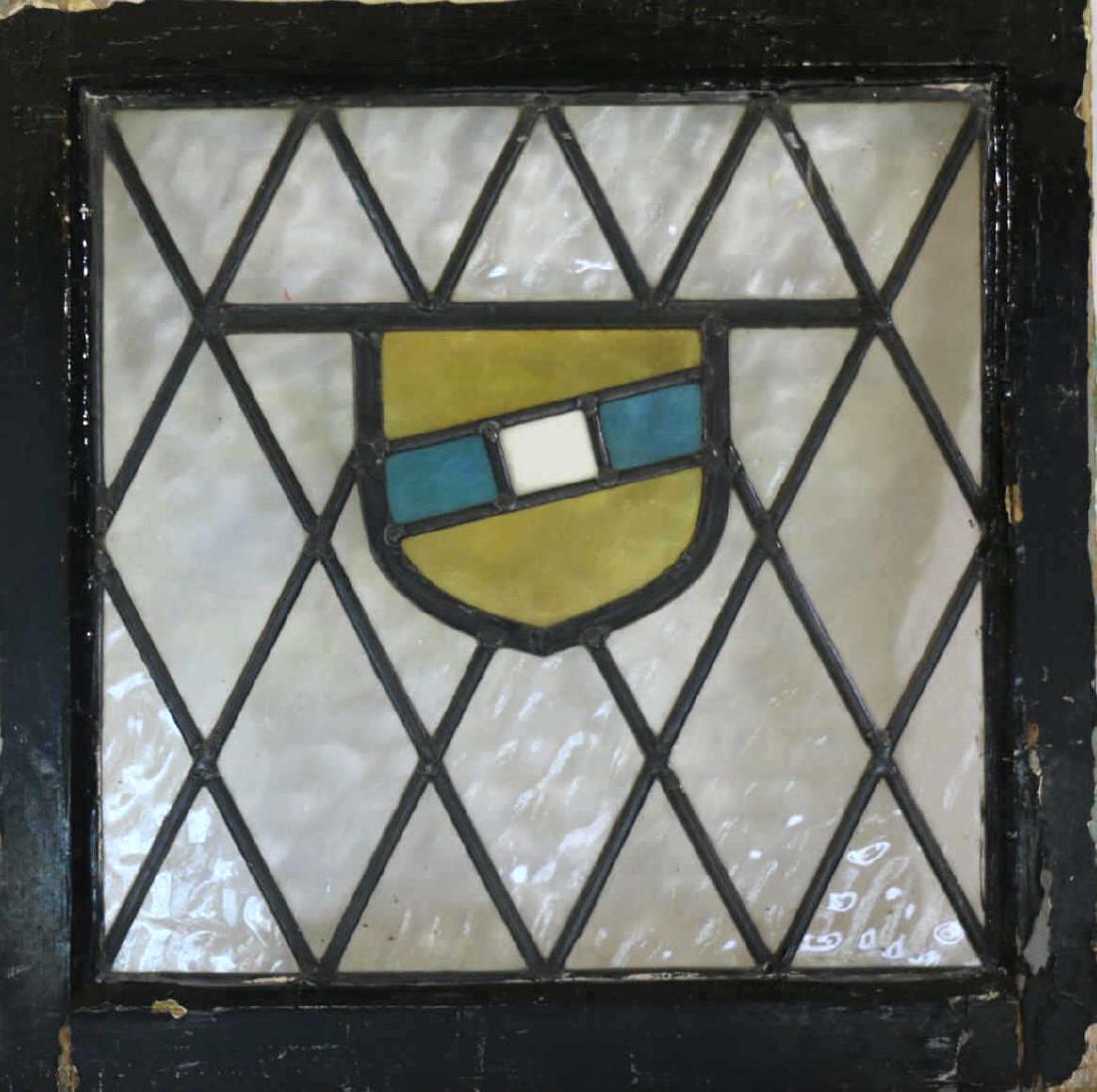 ENGLISH ANTIQUE 21" SQUARE STAINED GLASS PANEL SET: ENGLISH ANTIQUE 21" SQUARE STAINED GLASS SET