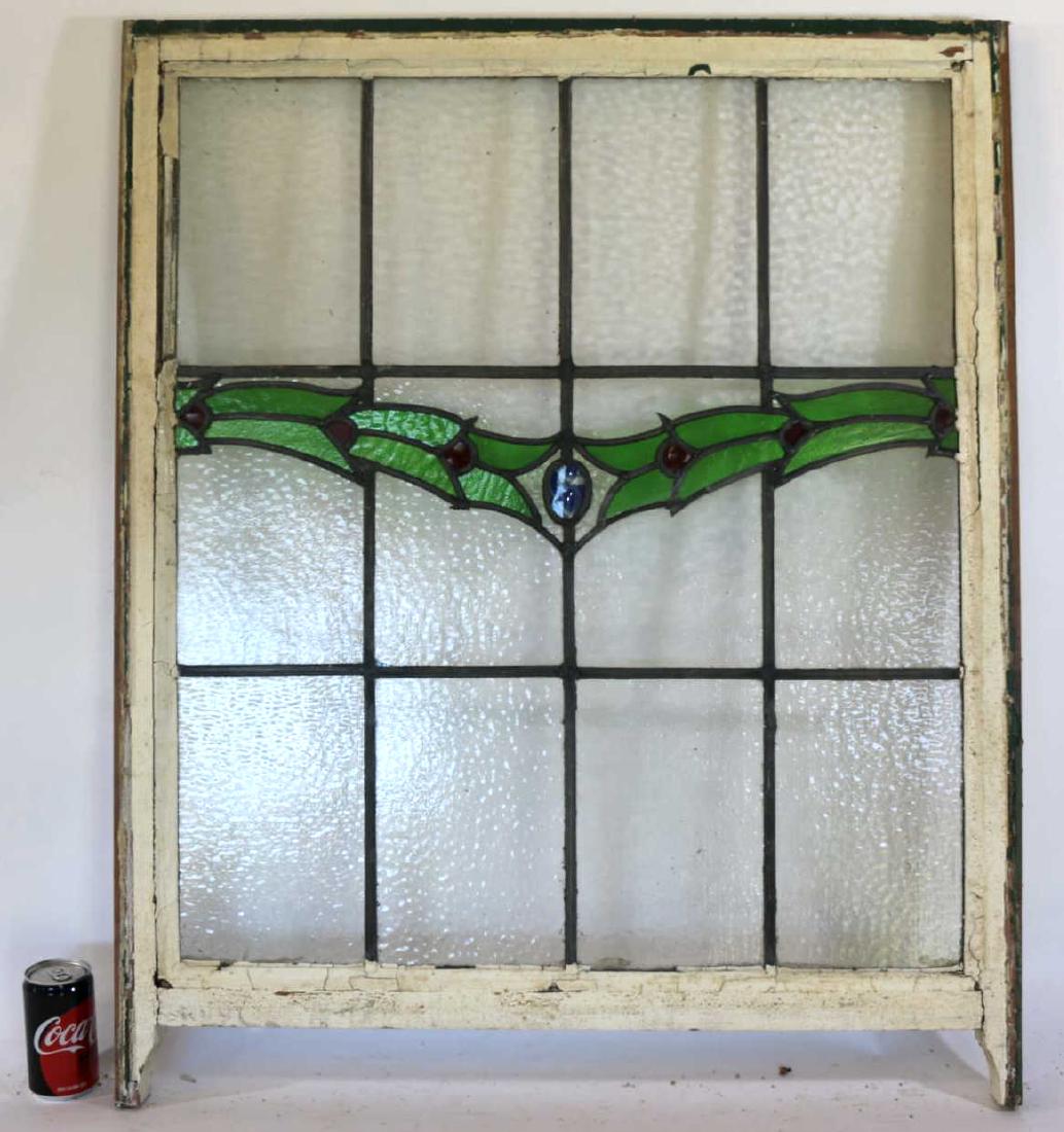 ENGLISH ANTIQUE 33" VERTICAL STAINED GLASS WINDOW: ENGLISH ANTIQUE 33" VERTICAL STAINED GLASS WINDOW