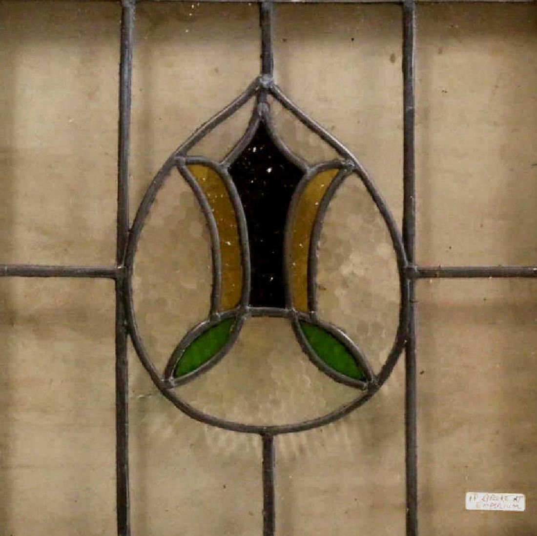 ENGLISH ANTIQUE 21" SQUARE STAINED GLASS PANEL: ENGLISH ANTIQUE 21" SQUARE STAINED GLASS PANEL