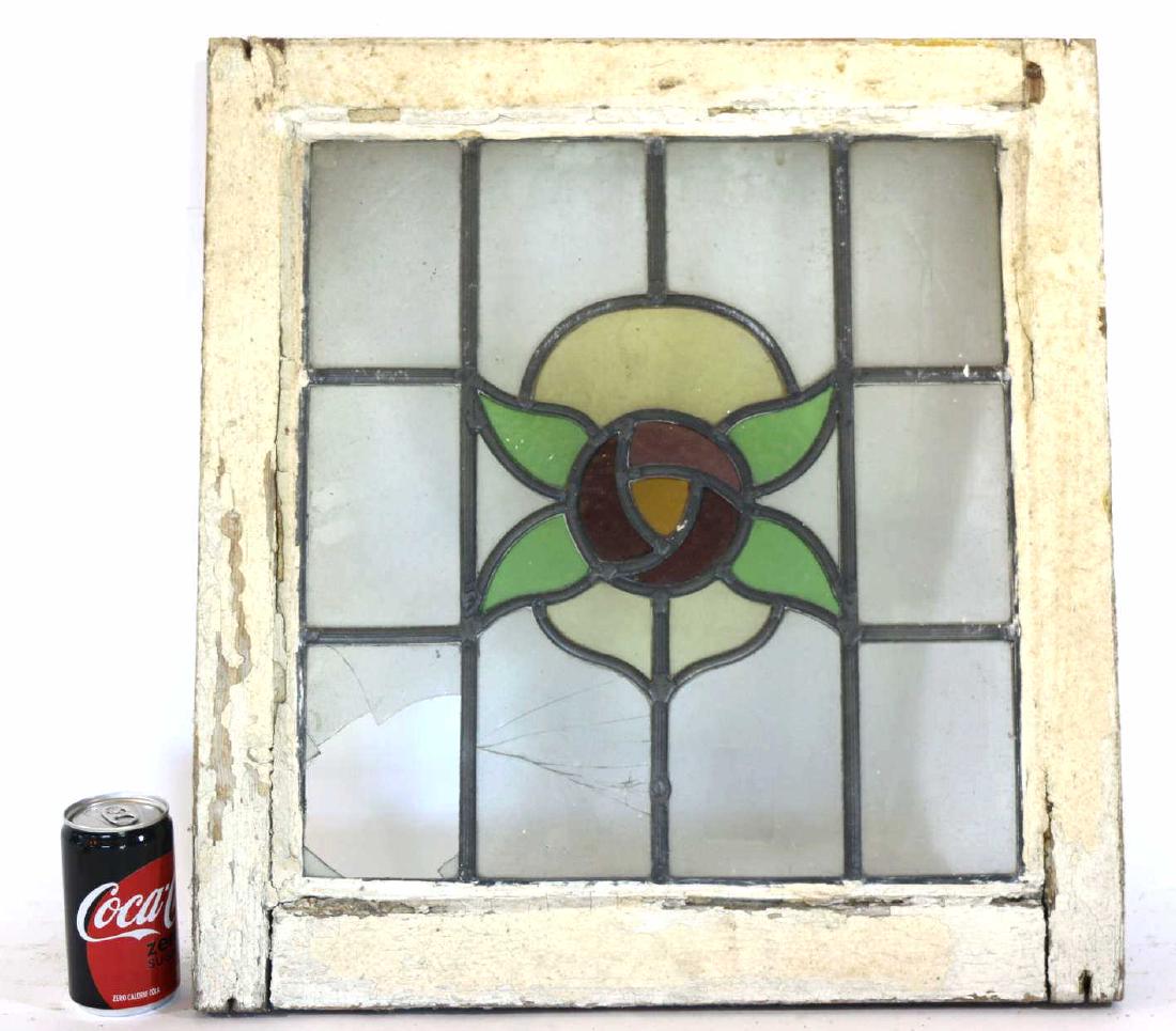 ENGLISH ANTIQUE 20" SQUARE STAINED GLASS PANEL: ENGLISH ANTIQUE 20" SQUARE STAINED GLASS PANEL