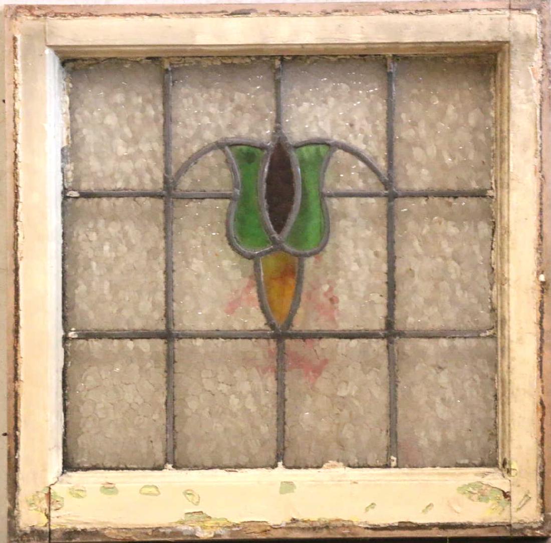 ENGLISH ANTIQUE 20" SQUARE STAINED GLASS PANEL: ENGLISH ANTIQUE 20" SQUARE STAINED GLASS PANEL