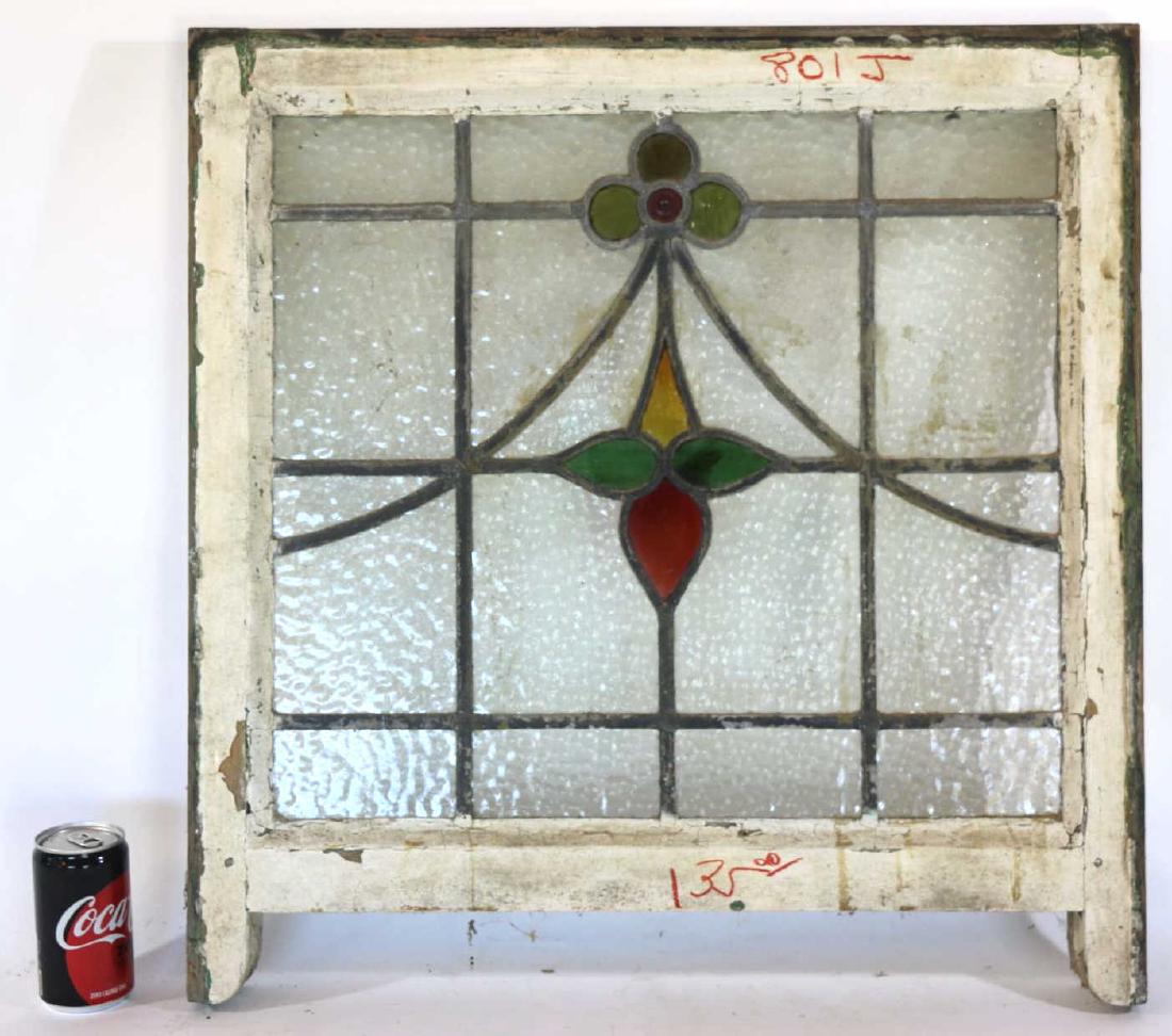 ENGLISH ANTIQUE SQUARE 24" STAINED GLASS WINDOW: ENGLISH ANTIQUE SQUARE STAINED GLASS WINDOW PANEL