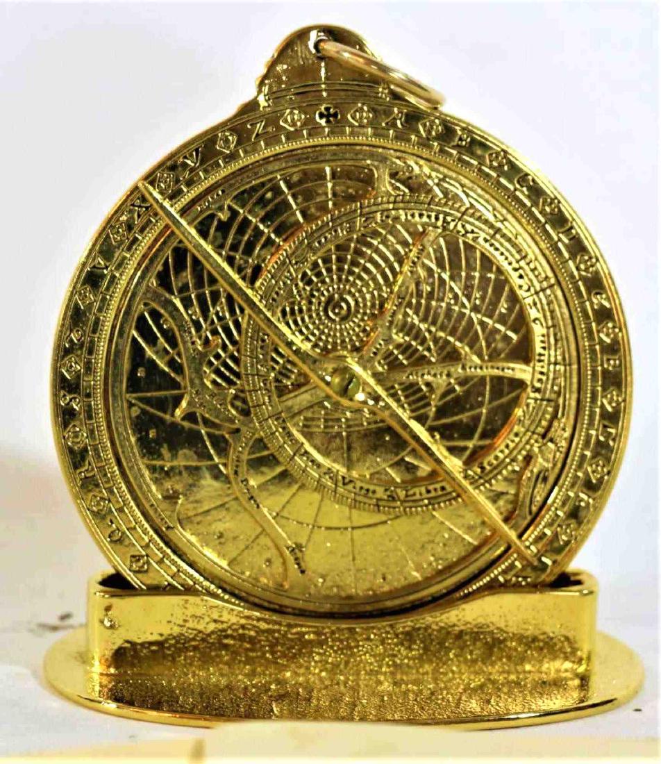 ANTIQUE ASTROLABE ON STAND BY NORMAN GREENE: ANTIQUE ASTROLABE ON STAND BY NORMAN GREENE PRODUCED IN BERKELEY, CALIFORNIA