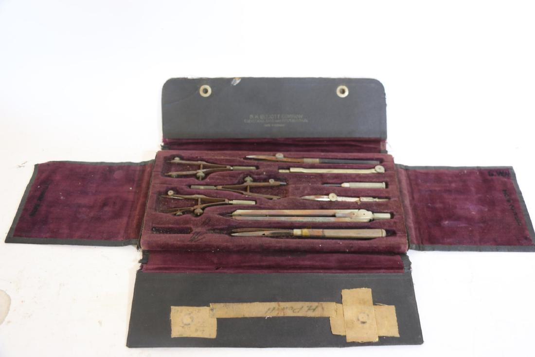 B.K. ELLIOT CO. GERMAN ANTIQUE DRAFTING TOOL SET: B.K. ELLIOT CO. ANTIQUE DRAFTING TOOL SET