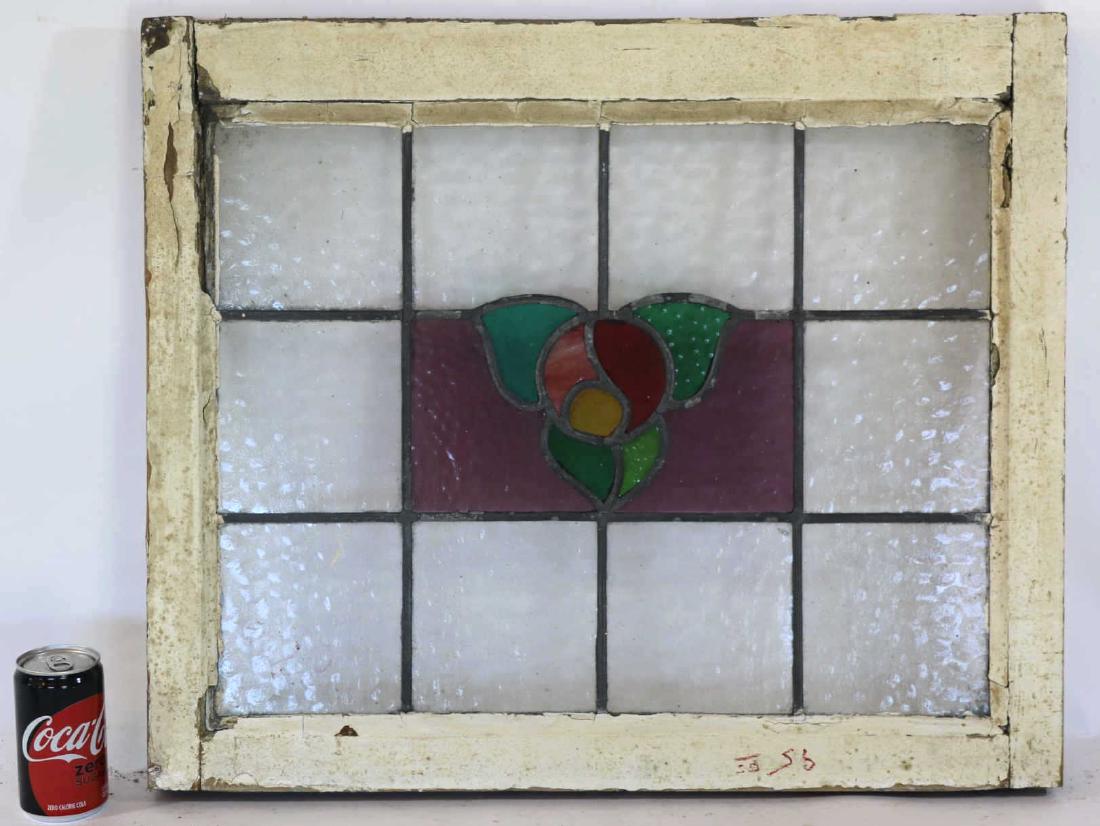 ENGLISH ANTIQUE 24" HORIZONTAL STAINED GLASS PANEL: ENGLISH ANTIQUE 24" HORIZONTAL STAINED GLASS PANEL