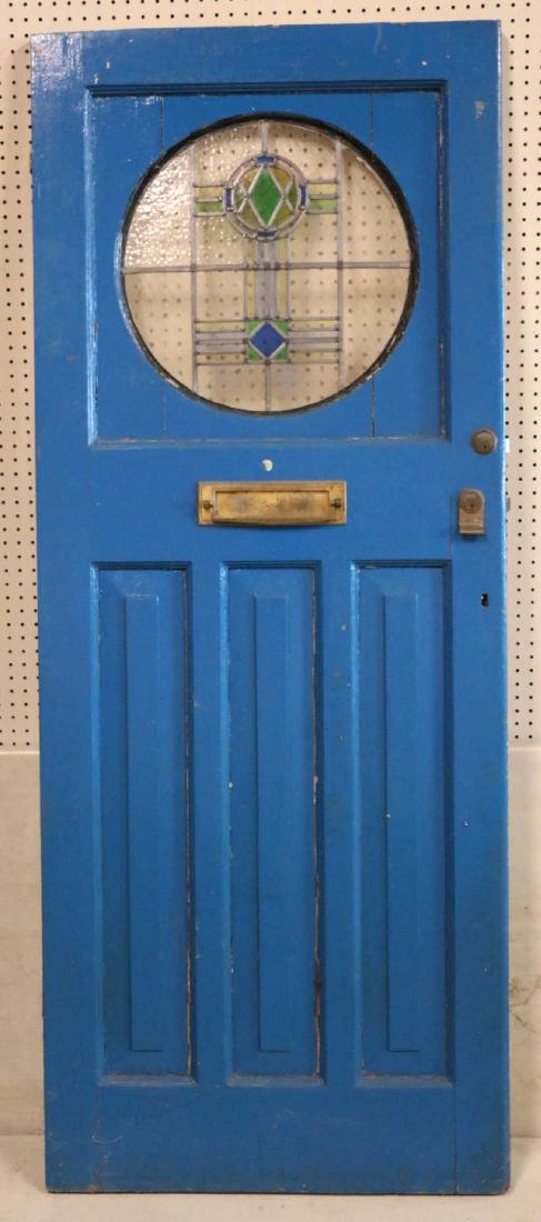 ENGLISH ANTIQUE 79" HIGH STAINED GLASS DOOR: ENGLISH ANTIQUE 79" HIGH STAINED GLASS DOOR