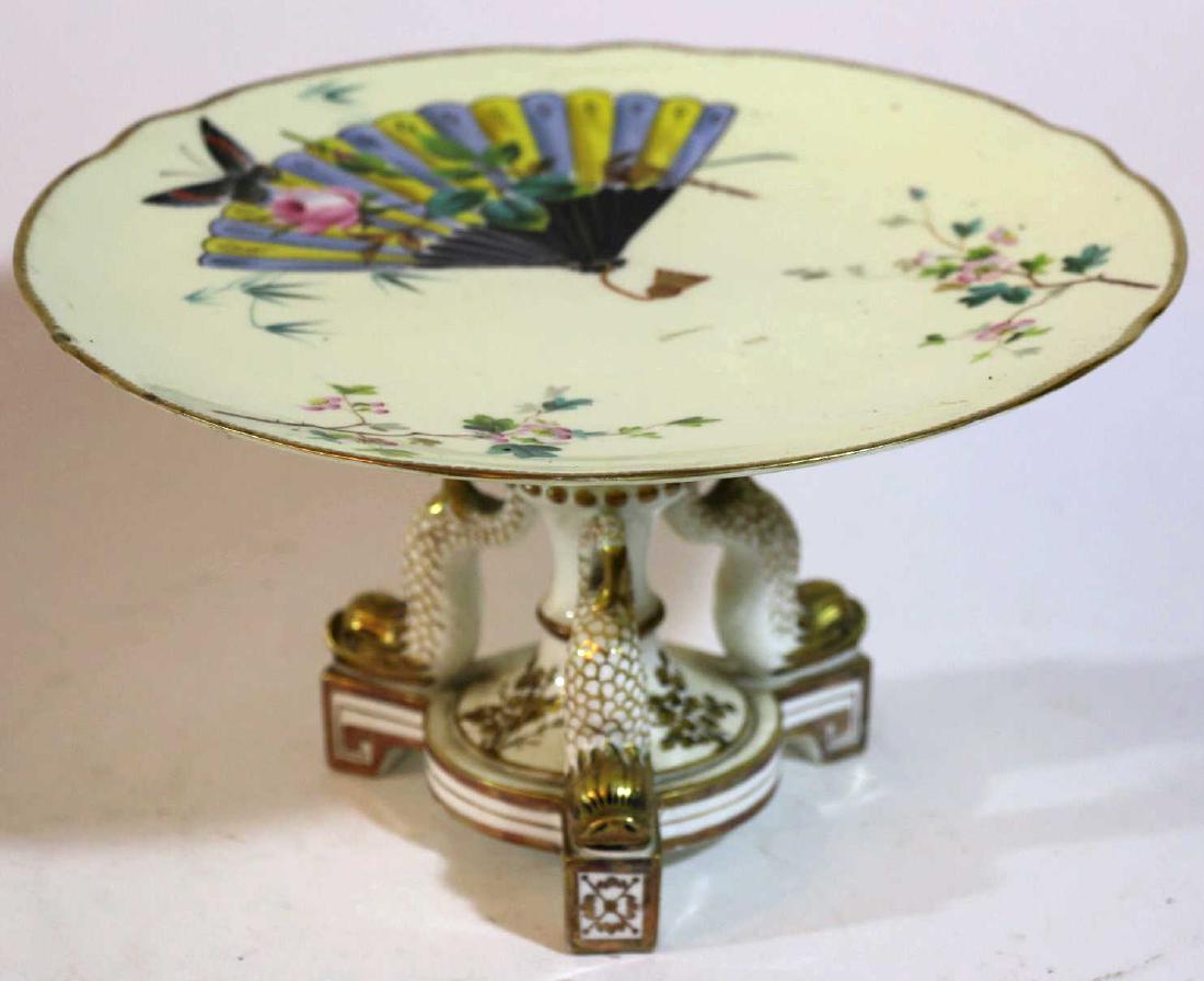 ROYAL WORCESTER RASIED DOLPHIN COMPOTE: ROYAL WORCESTER RASIED DOLPHIN COMPOTE WITH ASIAN MOTIF