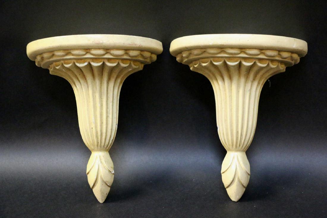 CARVED PAINT DECORATED WALL BRACKETS: CARVED PAINT DECORATED WALL BRACKETS