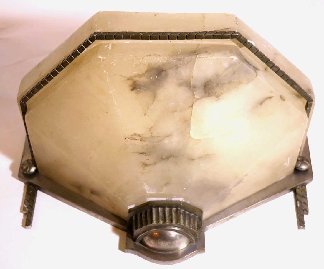 ART DECO ALABASTER LIGHT FIXTURE: 1930'S ART DECO ALABASTER LIGHT FIXTURE